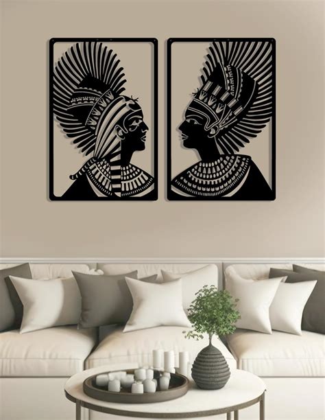 Vinoxo Native King Queen Metal Wall Art For Bedroom Set Of