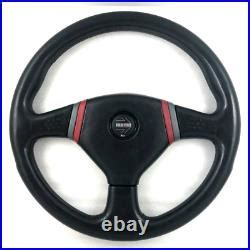 Genuine Momo D36 360mm Black Leather 3 Spoke Steering Wheel Retro