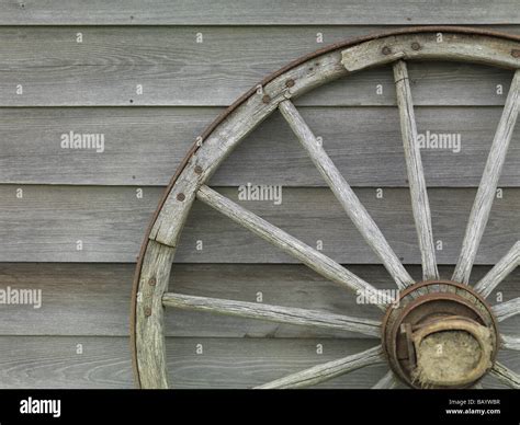 Old Wooden Cart Wheel Stock Photo Alamy