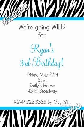 Animal Print Birthday Invitations ALL COLORS