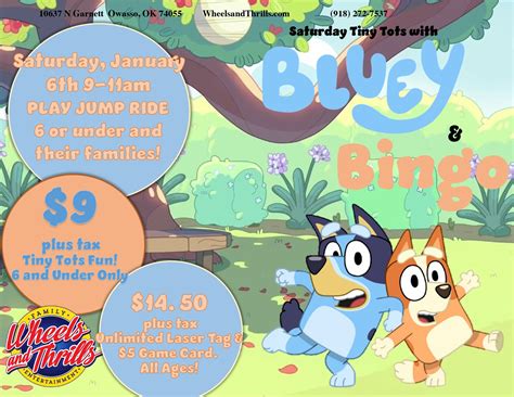 Saturday Tiny Tots With Bluey And Bingo Wheels And Thrills