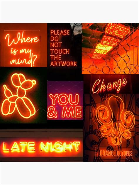 Orange Neon Lights Aesthetic Collage Photographic Print By Snowflake6