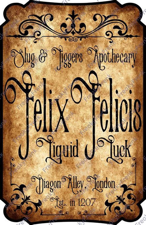 Felix Felicis Potion Label Harry Potter Potion Labels Harry Potter