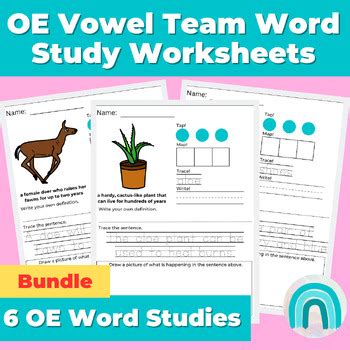 Oe Vowel Team Word Study Worksheets Bundle Science Of Reading Instruction