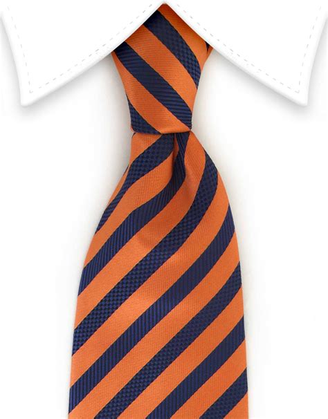 Dark Blue & Orange Striped Tie – GentlemanJoe