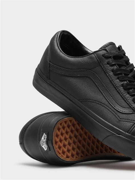 Unisex Old Skool Leather Sneakers In Triple Black In 2022 Leather