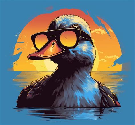 Premium Photo There Is A Duck Wearing Sunglasses And A Hat In The Water Generative Ai