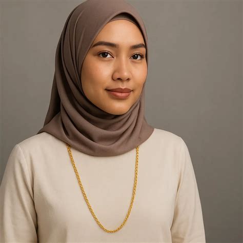 model kalung emas panjang  cocok  perempuan berhijab elegan