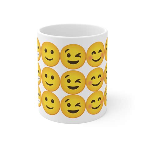 Smiling Emojis Ceramic Mug Happy Coffee Cup 11 Oz Etsy