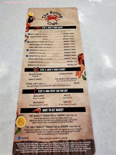 Online Menu Of The Boiling Crab Restaurant Las Vegas Nevada 89103