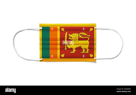 Bandera De Sri Lanka En Una M Scara Quir Rgica Desechable Fondo Blanco