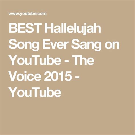 Best Hallelujah Song Ever Sang On Youtube The Voice 2015 Youtube