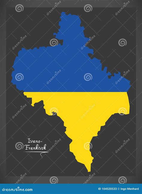 Ivano-Frankivsk Map of Ukraine with Ukrainian National Flag Illustration Stock Vector ...