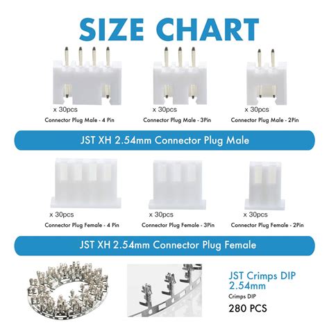 Pieces Mm Jst Xh Jst Connector Kit Mm Pitch Female Pin