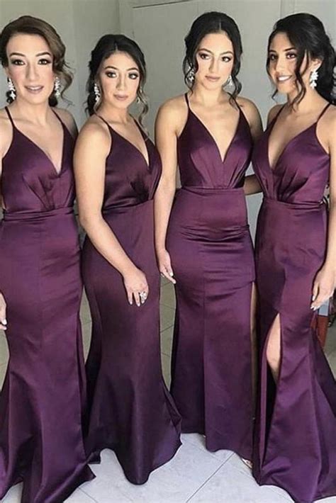 Satin Eggplant Bridesmaid Dresses