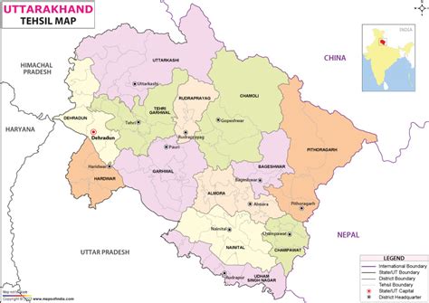 Uttarakhand Tehsil Map Uttarakhand Tehsils