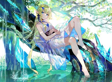 Hd Wallpaper Anime Anime Girls Barefoot Blonde Fuzichoco