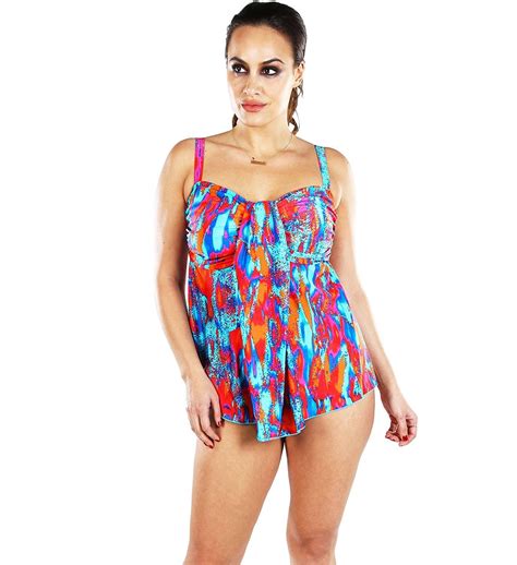 Plus Size Womens Camouflaging Cascade Bandeau Tankini Top 16w 24w