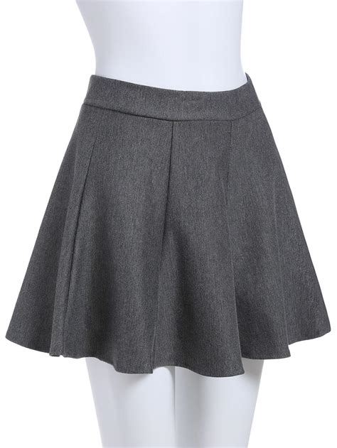 Grey High Waist Flare Skirt Sheinsheinside