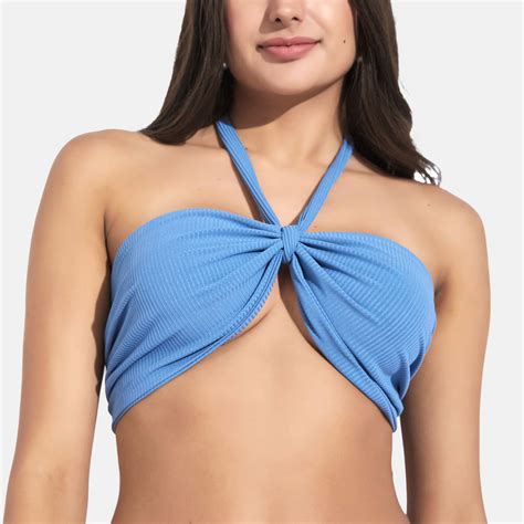 Buy Secrets By ZeroKaata Women Ribbed Halter Beach Wear Bikini With Sarong Set Of Online