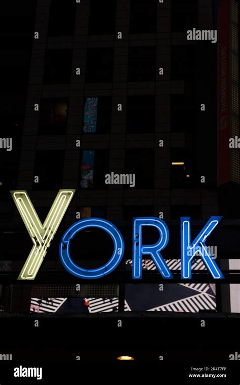 Us New York Neons In Times Square Neon With Word ‘york Stock Photo