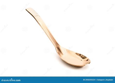 Golden Soup Spoon Top View Isolated Stock Photo Image Of Tableware