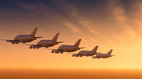 premium photo  group  airplanes flying   sky