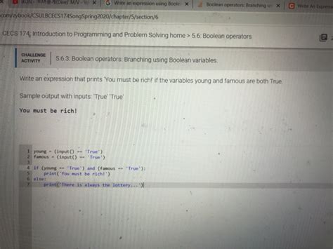 Solved Boolean Operators Branching U C Write An Express Chegg