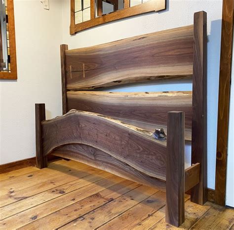 Live Edge Walnut Bed With Butterfly Inlays