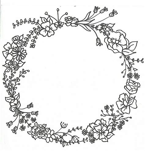 Wreath Mandalas For Paint Hand Drawing Hand Drawn Flowers Drawing Frame