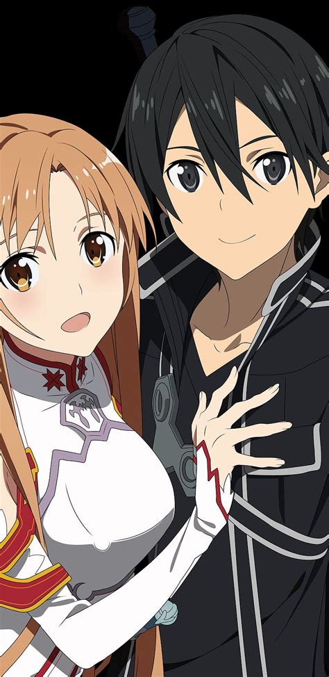 Anime Sword Art Online Couple Brown Eyes Black Hair Brown Hair