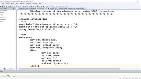 Assembly Language Lecture Loops Message Display Even Nos