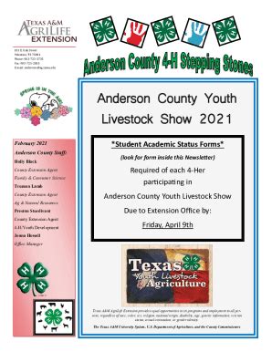 Fillable Online Anderson Agrilife Contact Anderson County Texas A M