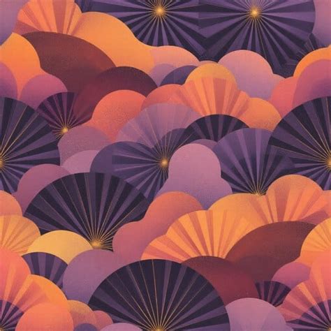 sunset fan pattern image geometric sunset oriental