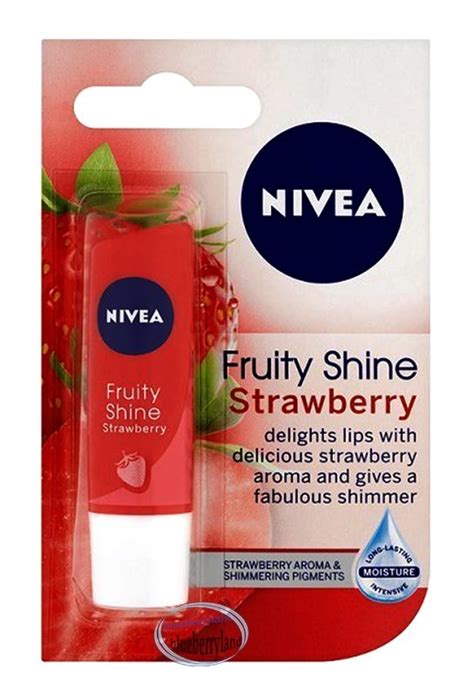 Nivea Fruity Shine Strawberry Lip Balm Spf10 Lip Care 4 8g