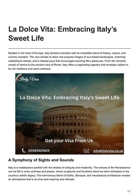 La Dolce Vita Embracing Italys Sweet Life Pdf