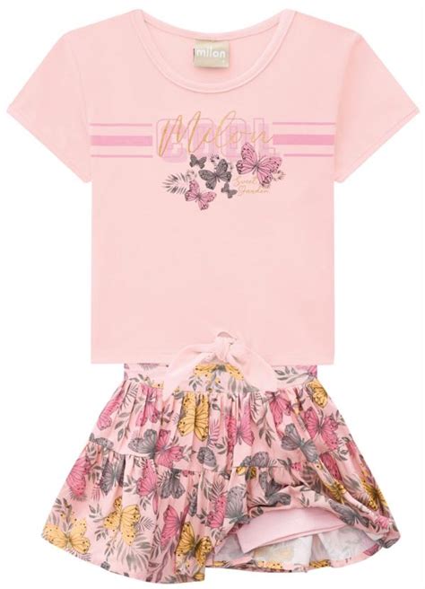 Conjunto Infantil Feminino Rosa Milon