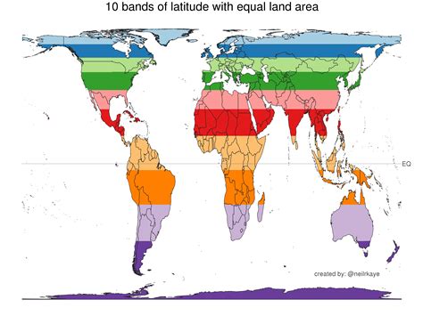 10 Bands Of Latitude With Equal Land Area Rmapporn