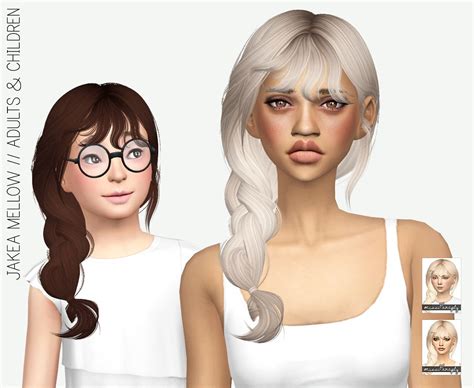 TS4 JAKEA MELLOW X 2 SOLIDS Sims Hair Hair Wigs