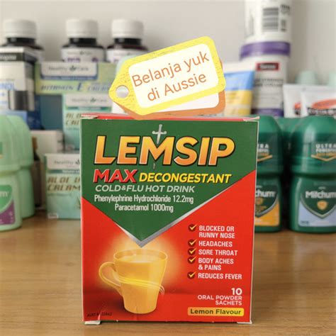 Promo LEMSIP MAX DECONGESTANT COLD FLU HOT DRINK LEMON FLAVOUR 10 Sachet LEMON Flavour