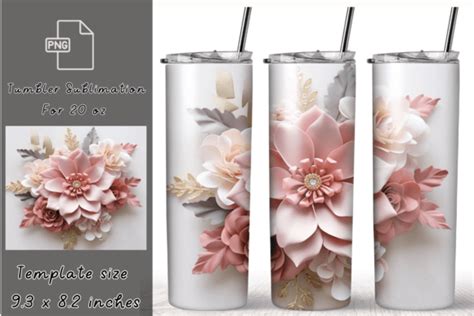 3d Flower Sublimation Tumbler Wrap Graphic By Sasikharn · Creative Fabrica