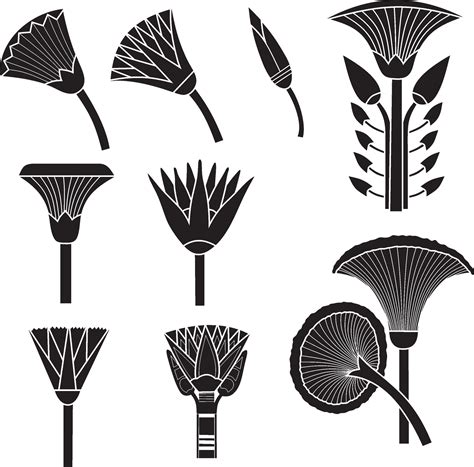 Vector Black Monochrome Set Of Ancient Egyptian Signs And Symbols