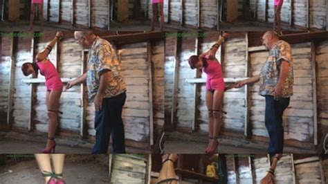 Stretched Out In A Leather Cord Strappado For An Ass Paddling MP SD Kbps Hunters Lair