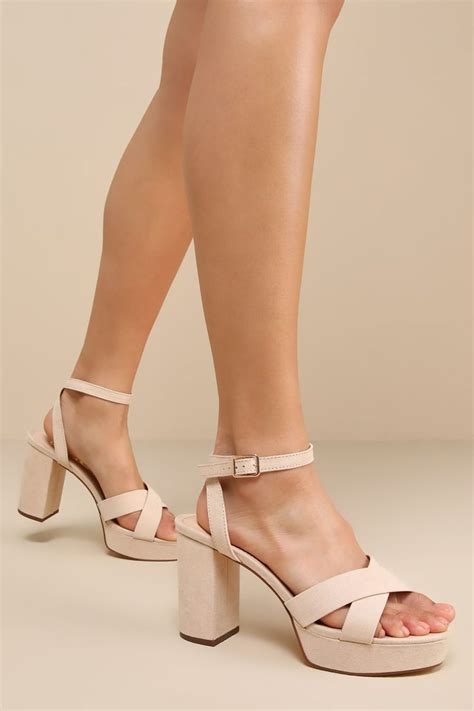 Selah Light Nude Suede Ankle Strap Heels