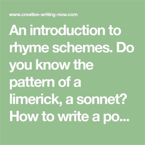 An introduction to rhyme schemes. Do you know the pattern of a limerick, a sonnet? How to write ...