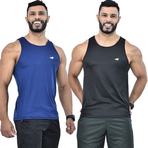 Kit 2 Camisetas Regata Dry Fit Masculina Long Premium Fitness Para