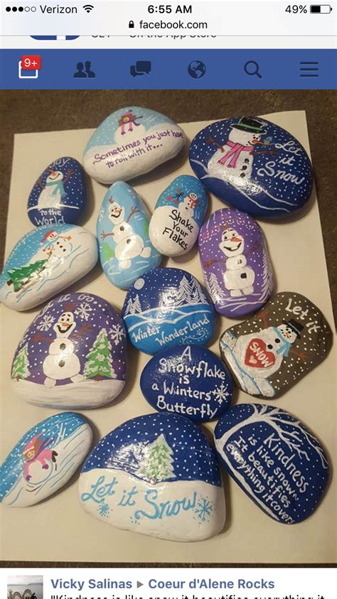 Winter Painted Rocks 🌠 Rock Painting Ideas And Some Tutorials And Tips