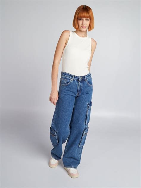 Pantaloni In Denim Wide Leg Blu Kiabi