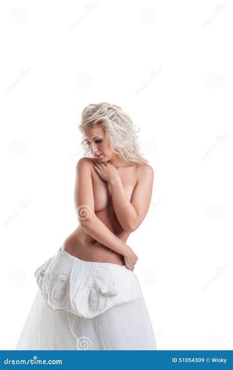 Seductive Blonde Bride Posing Naked To Waist Stock Image Image Of Studio Gorgeous 51054309
