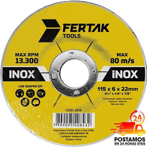 DISCO DE DESBASTE 4 1 2 P METAL INOX FERTAK TOOLS Shopee Brasil